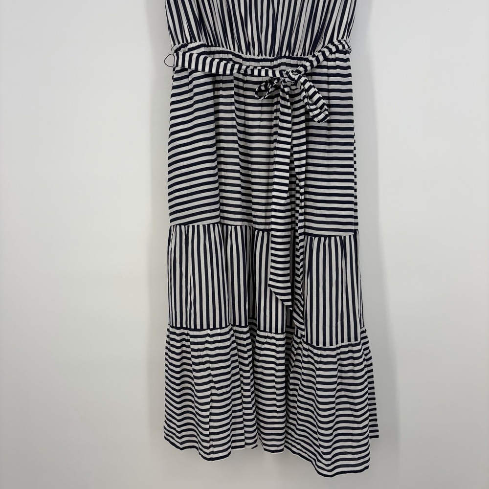 Torrid Tiered MIDI Dress 2X Navy White Stripe Challis Tie Summer Nautical Staple - Picture 7 of 15